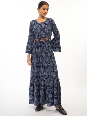 Blue printed rayon party-wear-kurtis 1