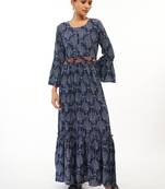Blue printed rayon party-wear-kurtis
