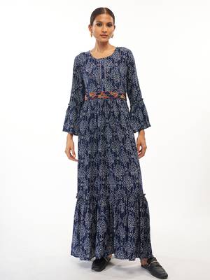 Blue printed rayon party-wear-kurtis 2