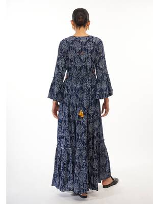 Blue printed rayon party-wear-kurtis 3