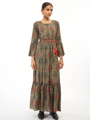 Green printed rayon party-wear-kurtis 2