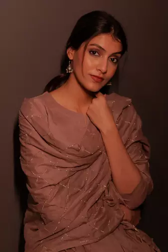 Metallic Brown Malhar Anarkali Suit Set