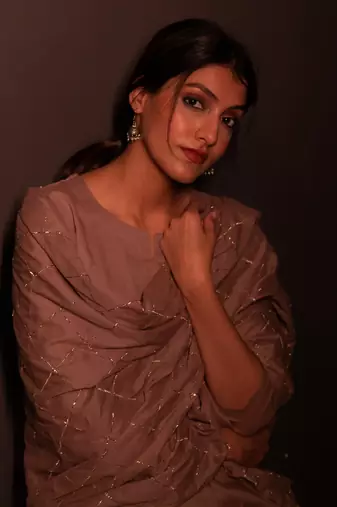 Metallic Brown Malhar Anarkali Suit Set