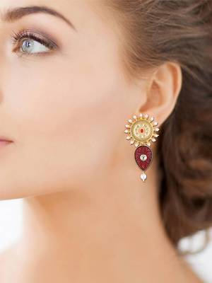 Kundan Elegant Designer Amrapali Maroon Earrings 1