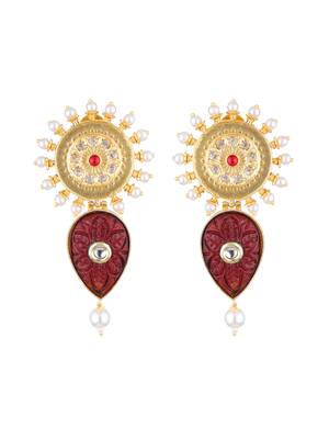 Kundan Elegant Designer Amrapali Maroon Earrings 2