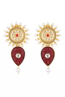 Kundan Elegant Designer Amrapali Maroon Earrings