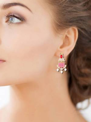 Kundan Elegant Designer Amrapali Pink Earrings 1
