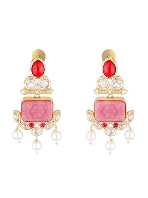 Kundan Elegant Designer Amrapali Pink Earrings 2