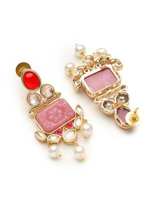Kundan Elegant Designer Amrapali Pink Earrings 4