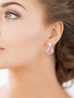 Kundan Elegant Designer Cubic Zirconia Amrapali Pink Earrings 1