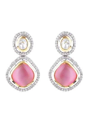 Kundan Elegant Designer Cubic Zirconia Amrapali Pink Earrings 2