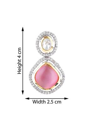 Kundan Elegant Designer Cubic Zirconia Amrapali Pink Earrings 3