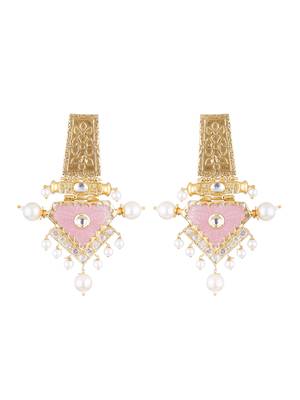 Kundan Elegant Designer Amrapali Pink Earrings 2