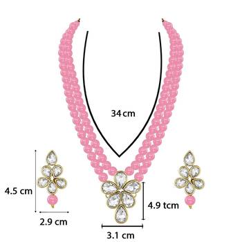 Traditional Kundan & Pearl Studded Necklace Jewellery Set For Women  6