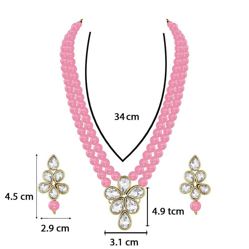 Traditional Kundan & Pearl Studded Necklace Jewellery Set For Women 
