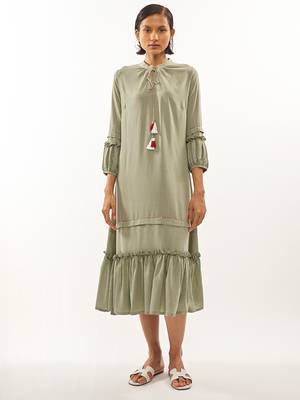 Green plain rayon party-wear-kurtis 1