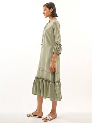 Green plain rayon party-wear-kurtis 5