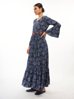 Blue printed rayon party-wear-kurtis 4