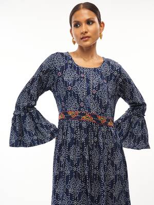 Blue printed rayon party-wear-kurtis 5