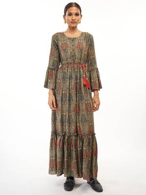 Green printed rayon party-wear-kurtis 1