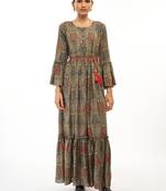 Green printed rayon party-wear-kurtis