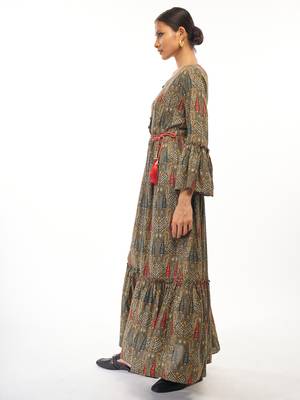 Green printed rayon party-wear-kurtis 4