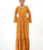 Orange printed rayon party-wear-kurtis