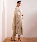 Cream Grey Rafta Anarkali Suit Set