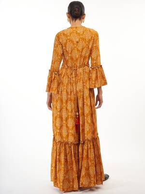 Orange printed rayon party-wear-kurtis 4