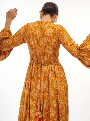 Orange printed rayon party-wear-kurtis 5