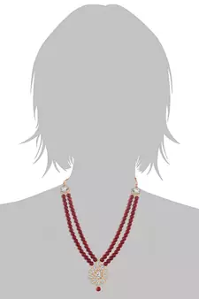 Traditional Pearl & Kundan Necklace Set With Earrings For Women