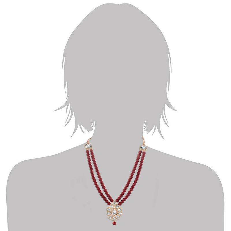 Traditional Pearl & Kundan Necklace Set With Earrings For Women