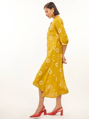 Yellow printed rayon party-wear-kurtis 3