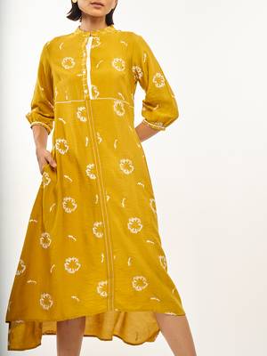 Yellow printed rayon party-wear-kurtis 5
