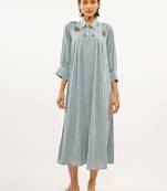 Aqua-blue plain rayon party-wear-kurtis