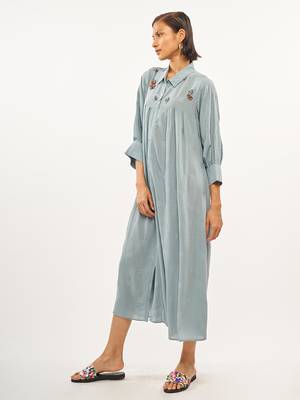 Aqua-blue plain rayon party-wear-kurtis 2