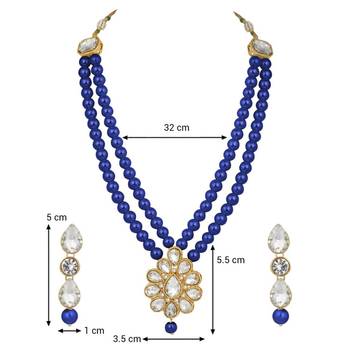 Traditional Gold Plated Pearl & Kundan Necklace Set With Earrings For Women 6