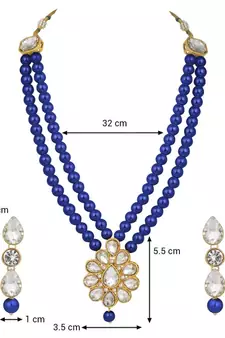 Traditional Gold Plated Pearl & Kundan Necklace Set With Earrings For Women
