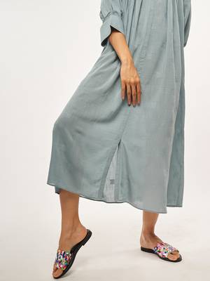 Aqua-blue plain rayon party-wear-kurtis 5