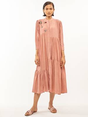 Pink printed rayon party-wear-kurtis 1