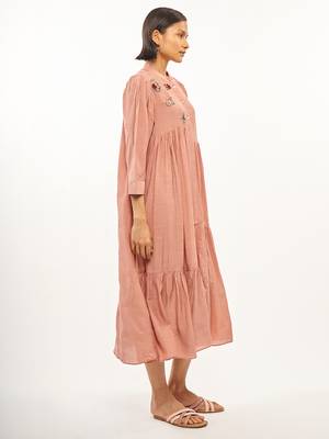 Pink printed rayon party-wear-kurtis 2