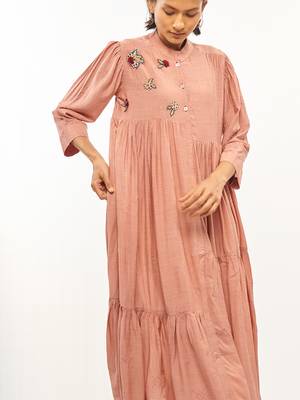 Pink printed rayon party-wear-kurtis 5