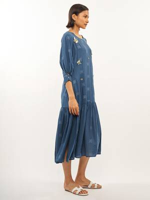 Blue printed rayon party-wear-kurtis 2