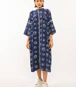 Blue printed rayon party-wear-kurtis