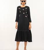 Black printed rayon party-wear-kurtis