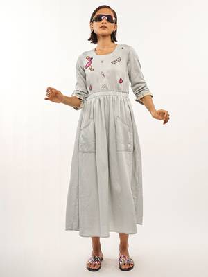 Grey printed rayon party-wear-kurtis 1