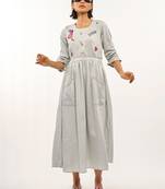 Grey printed rayon party-wear-kurtis