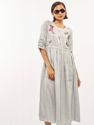 Grey printed rayon party-wear-kurtis 2