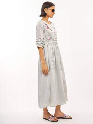 Grey printed rayon party-wear-kurtis 3