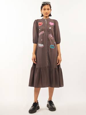 Brown plain rayon party-wear-kurtis 1